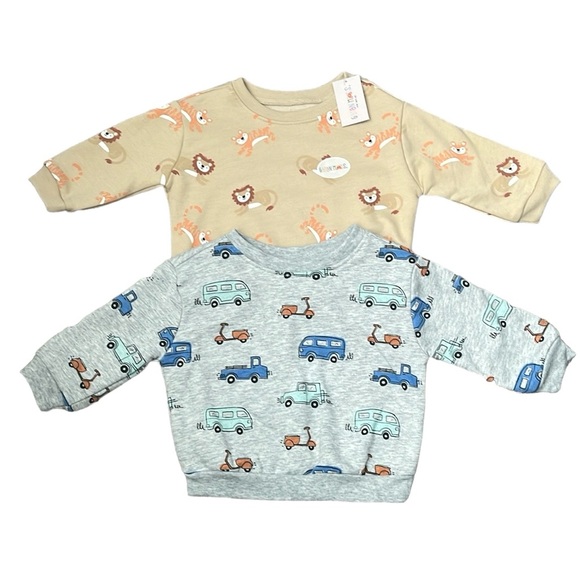 Garanimals Two Baby Boy Fleece Graphic Tops & 1 Short - Size 6/9 Months - Picture 2 of 10